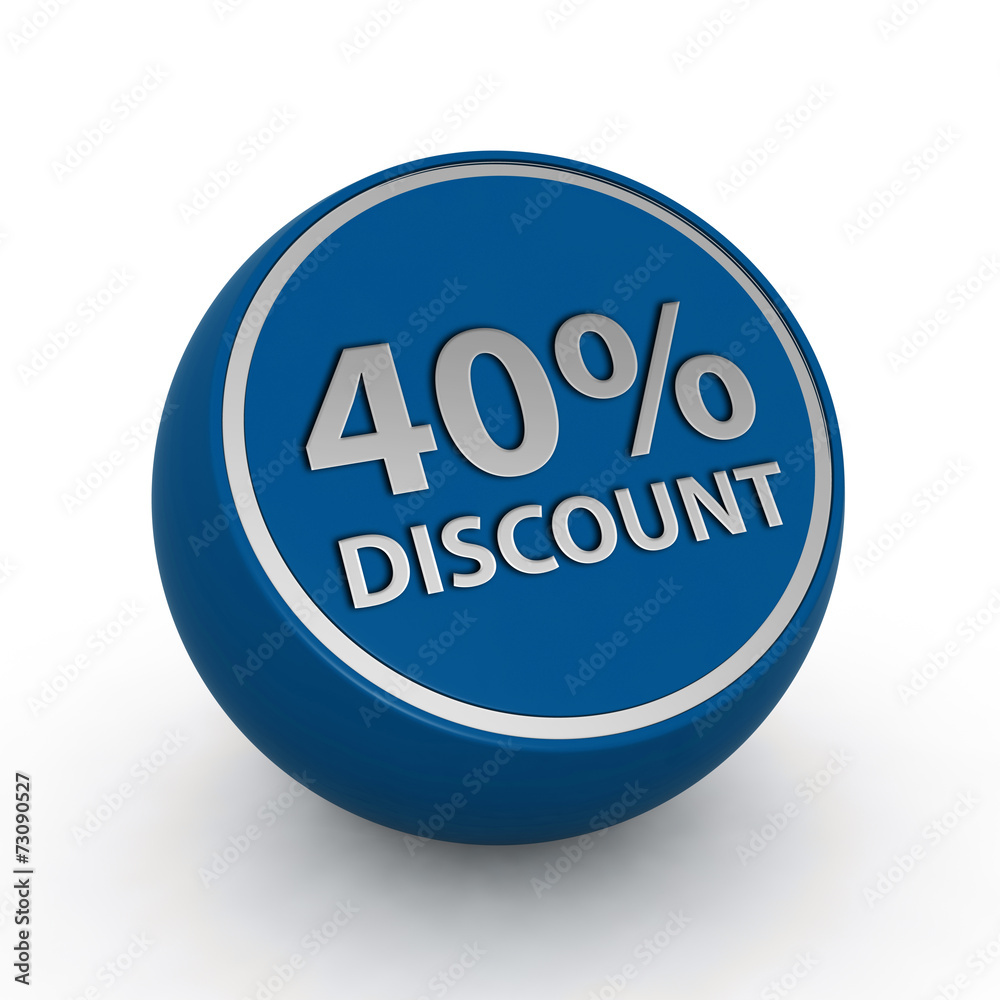 Discount forty percent circular icon on white background Discount forty percent circular icon on white background