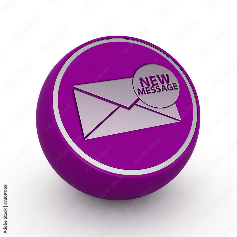 new mesage circular icon on white background