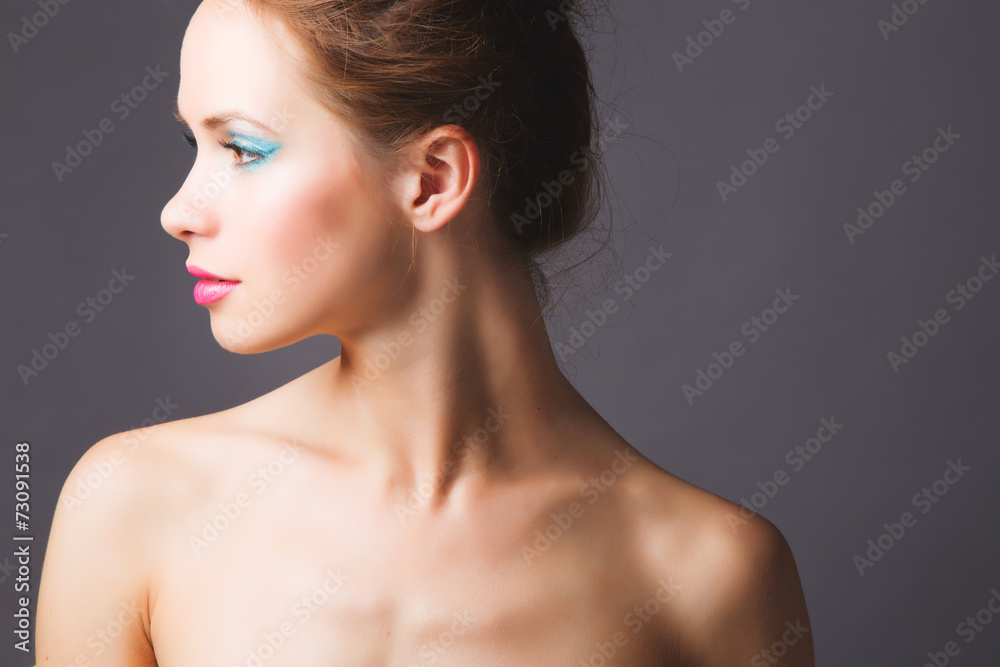 Beautiful model with long curly hair , fashion and makeup. Beautiful model with long curly hair , fashion and makeup.