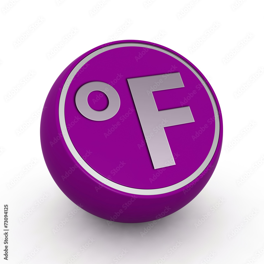 fahrenheit circular icon on white background