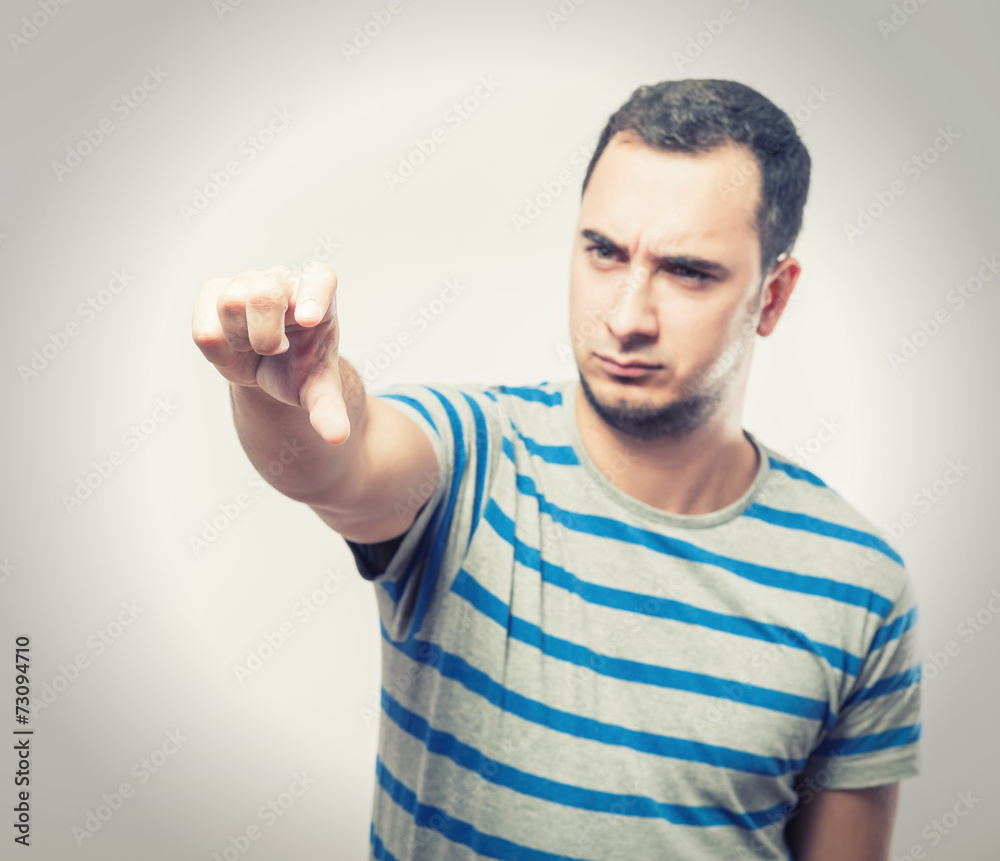 Naklejka premium Business man holding something with hands extended