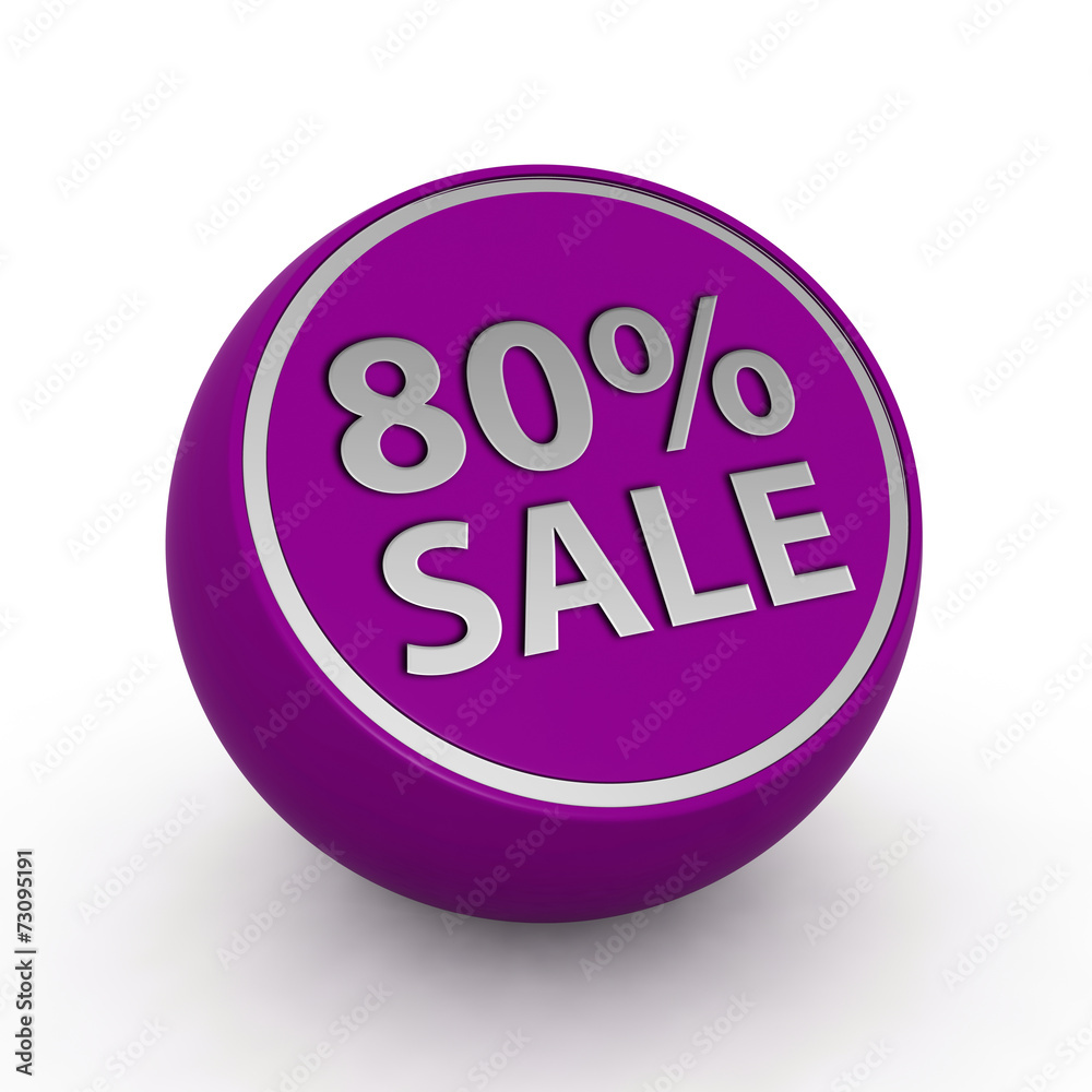 Sale eighty percent circular icon on white background Sale eighty percent circular icon on white background