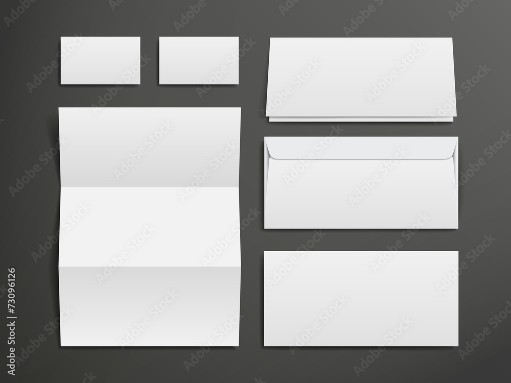 blank envelopes, business card and folder