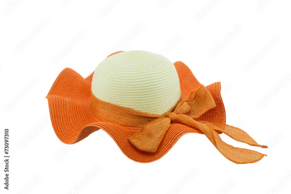 Fotografie Straw hat withe brown  ribbon