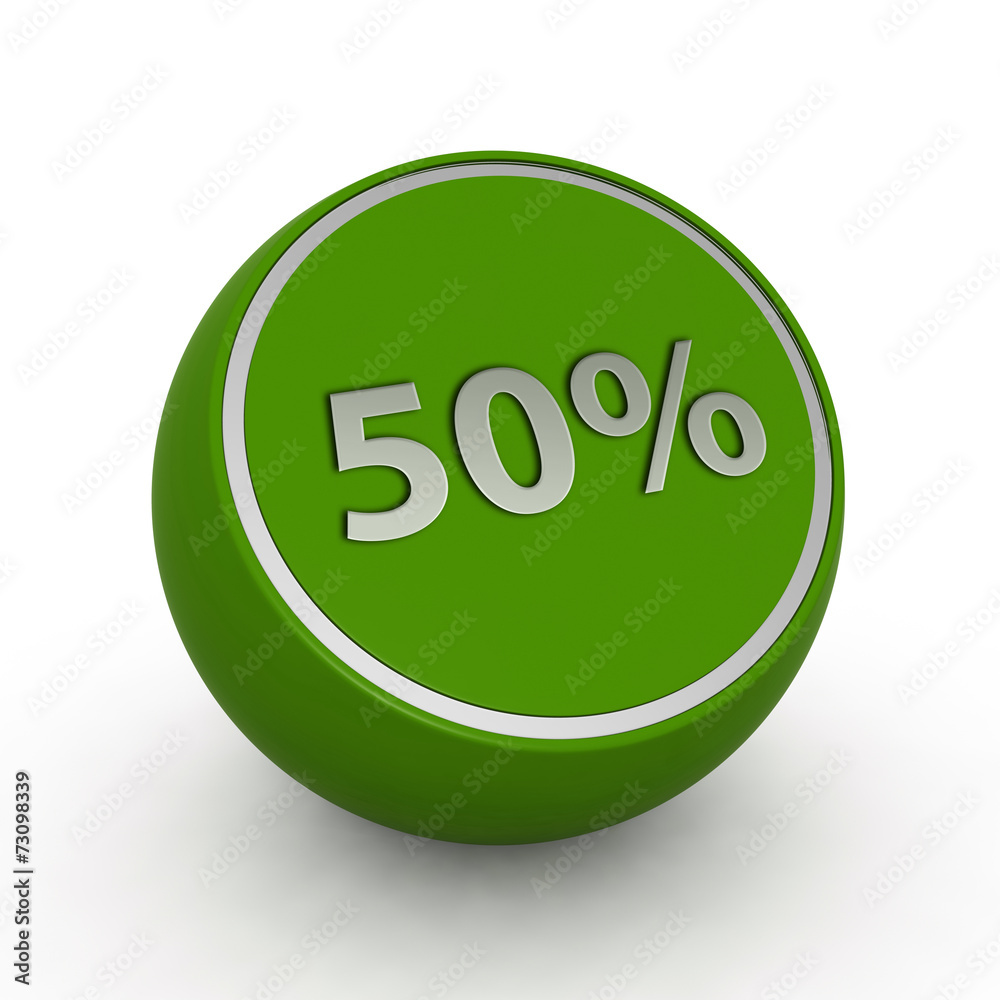 Fivety percent circular icon on white background Fivety percent circular icon on white background