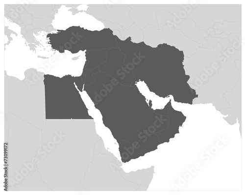 Middle East  Map - Gray EPS8