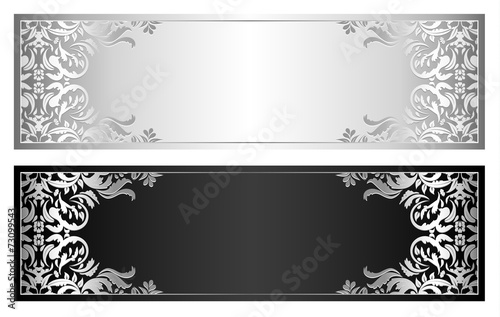 Silver and black voucher with victorian pattern