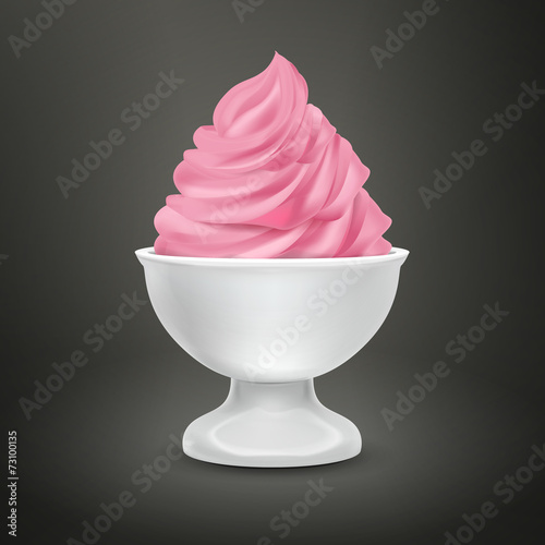blank food container with strawberry ice cream