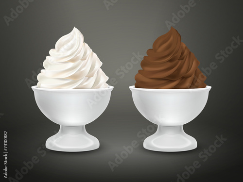 blank food container with chocolate and milk ice cream