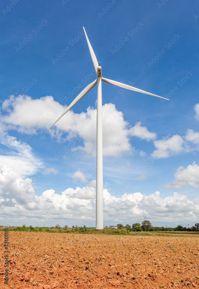 A wind turbine on the wind farm for producing renewable energy i A wind turbine on the wind farm for producing renewable energy i