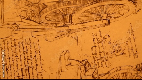 14th Century Leonardo da Vinci engineering drawing 