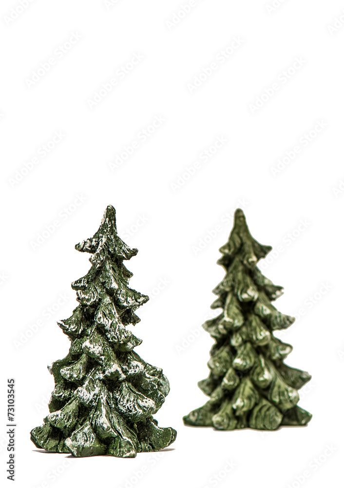Two Christmas tree isolated