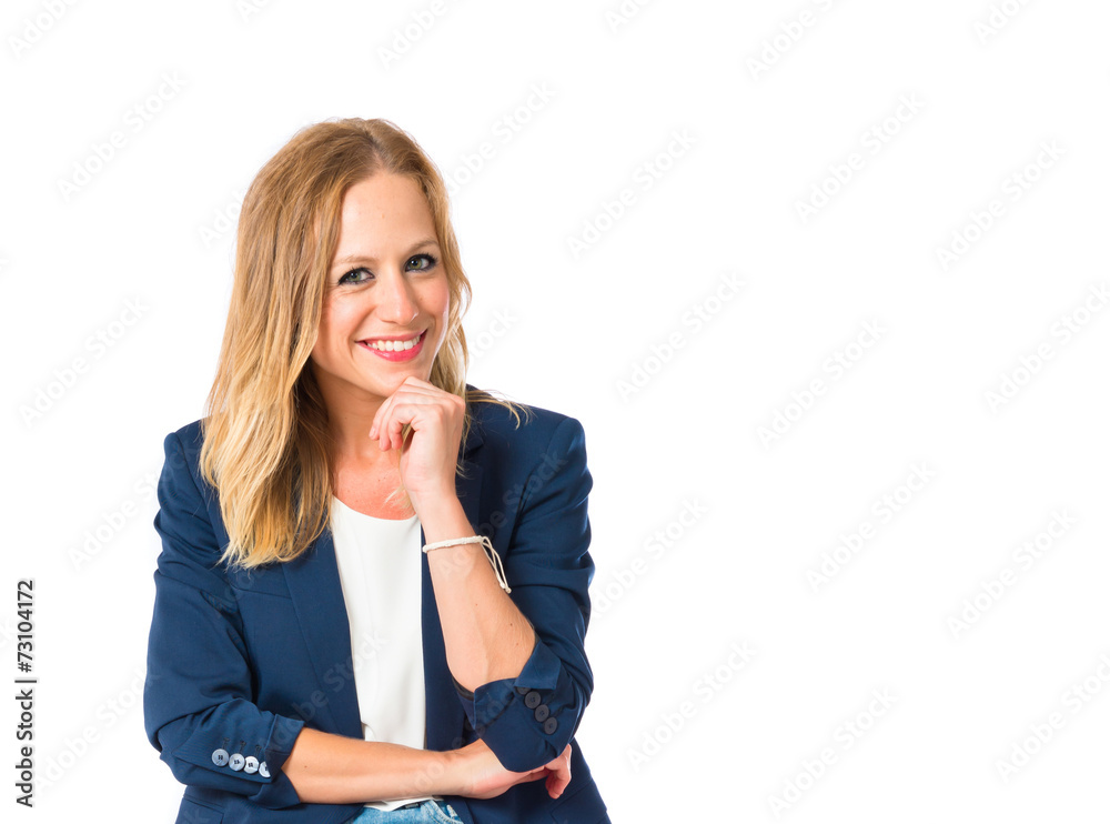 Woman thinking over isolated white background Woman thinking over isolated white background