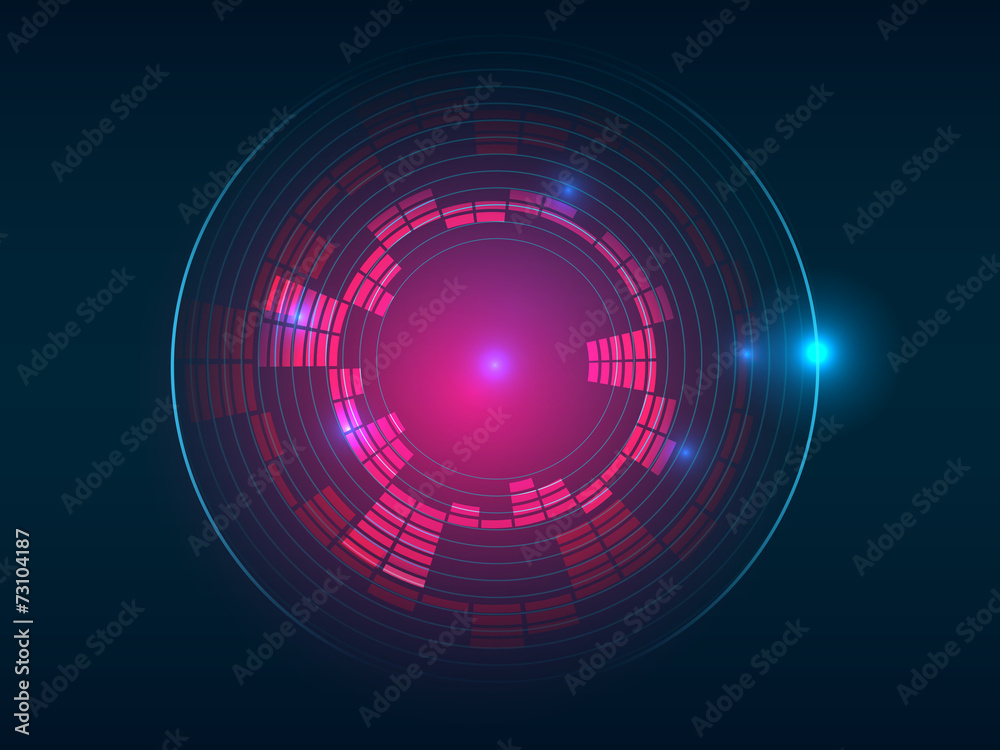 Abstract red blue circular equalizer background