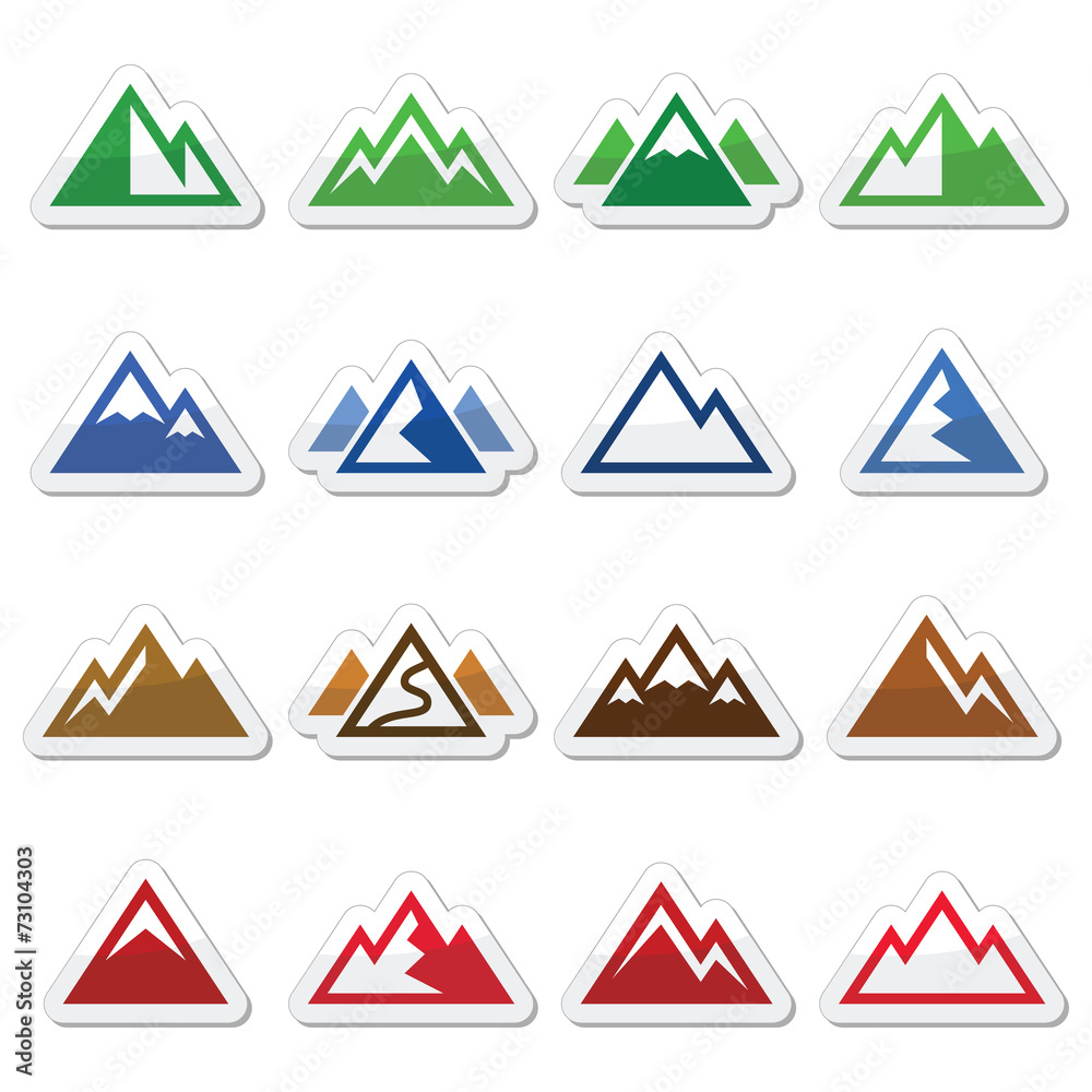Mountain vector icons set Mountain vector icons set