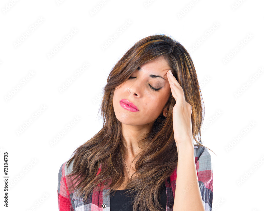 Frustrated girl over isolated white background Frustrated girl over isolated white background