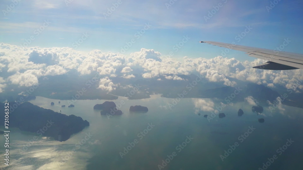 aircraft view on sea from the window aircraft view on sea from the window
