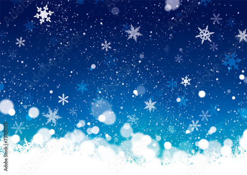 イラスト素材　クリスマス　背景　青