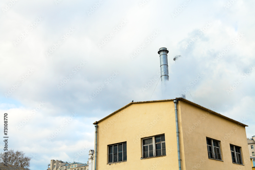 Central heating station and fume from chimney