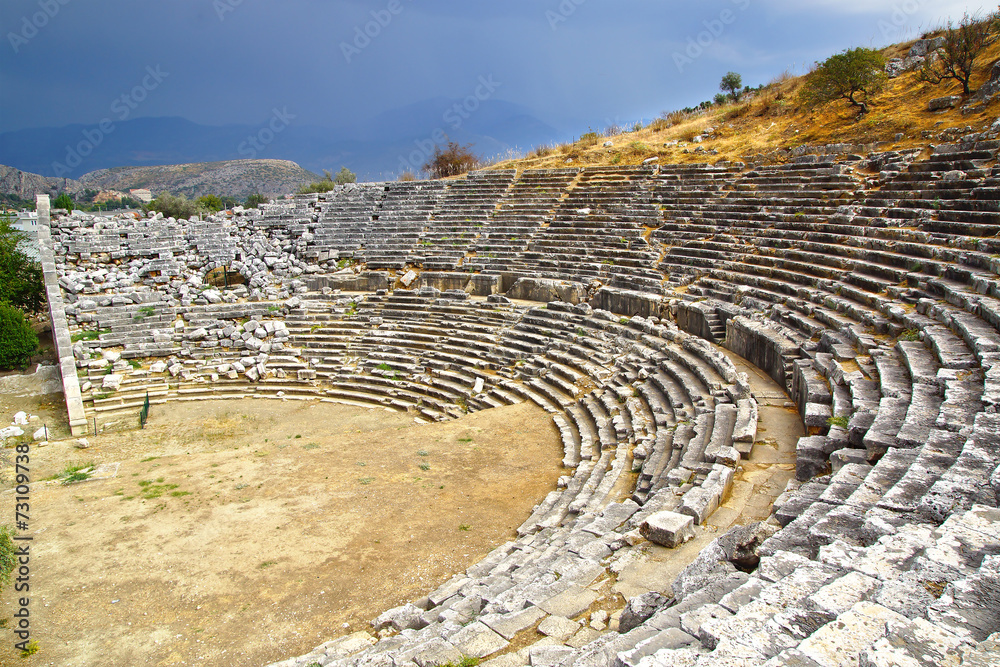 Ruins of ancient theater in Letoon.