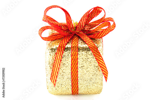 gold box gift for christmas and happy new year photo