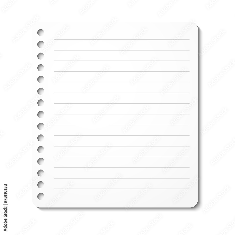 Notebook paper sheet Notebook paper sheet