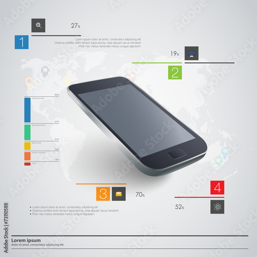 Modern communication technology illustration with mobile phone a