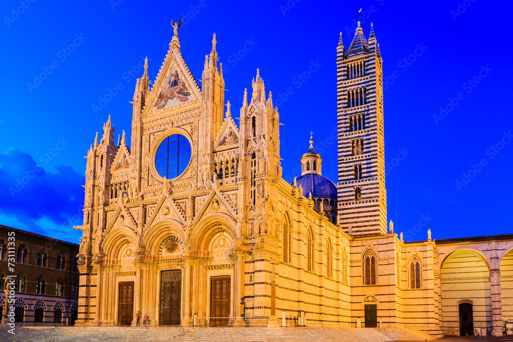 The Cathedral of Siena (Duomo di Siena) at twilight, Italy