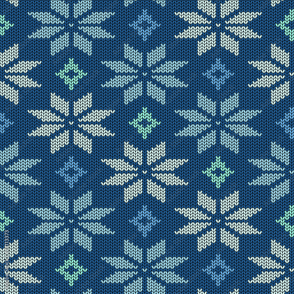 Seamless knitted pattern with snowflakes Seamless knitted pattern with snowflakes