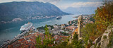 Kotor old city bay panorama.