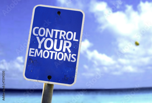 Control Your Emotions sign with a beach on background