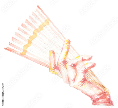 Female hand holds fan
