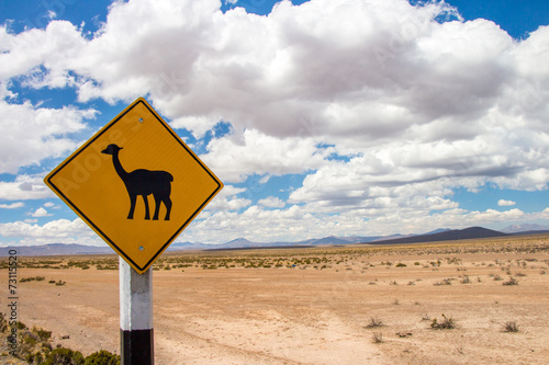 Lama Schild Warnung Hinweis Peru