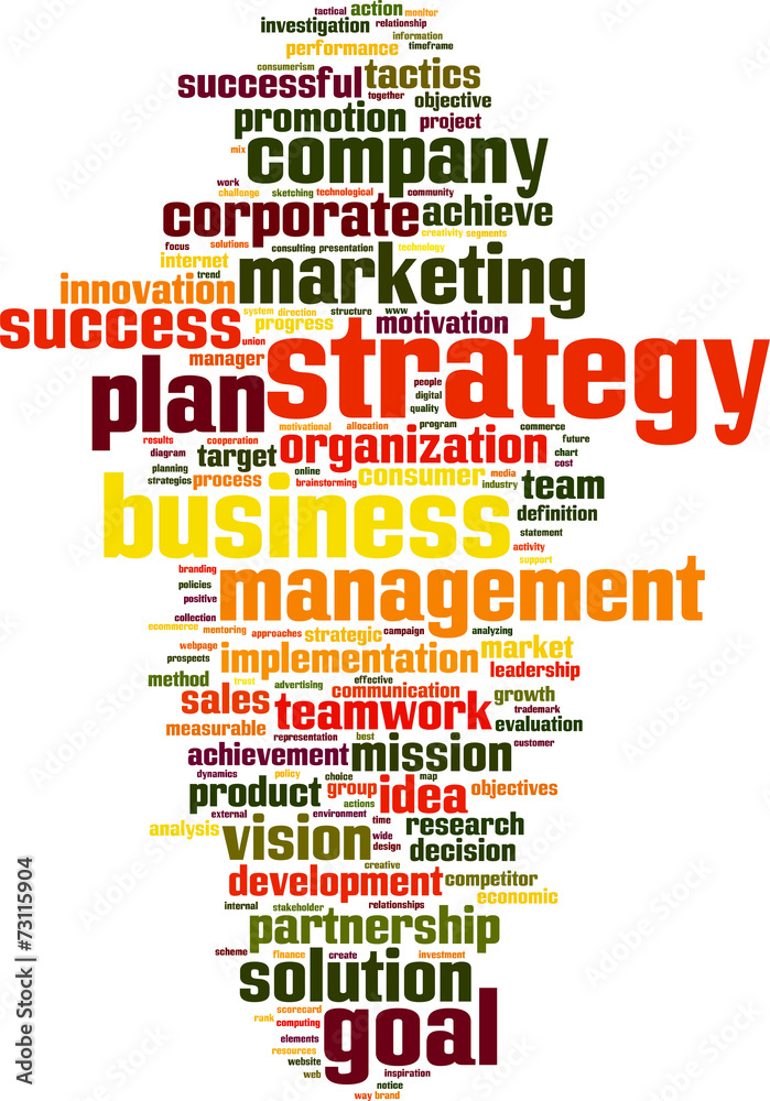 Obraz premium Strategy word cloud concept. Vector illustration