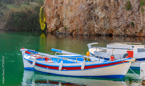 Traditional Greek boat at Aghios Nikolaos port