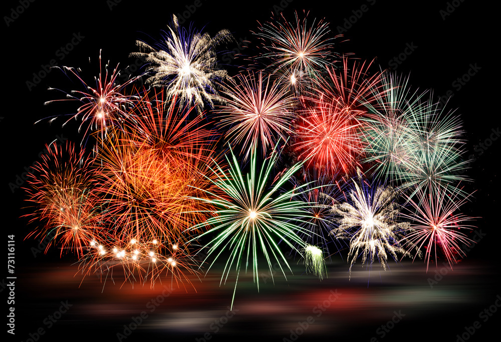 New Year fireworks on black New Year fireworks on black