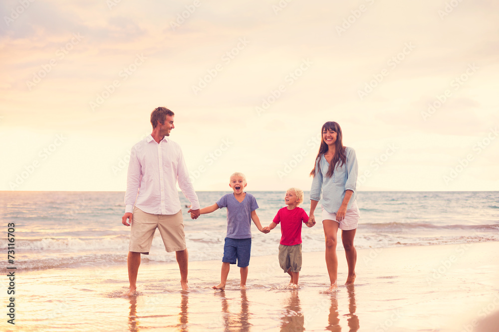 Happy Family with Two Young Kids