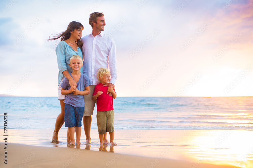 Happy Family with Two Young Kids