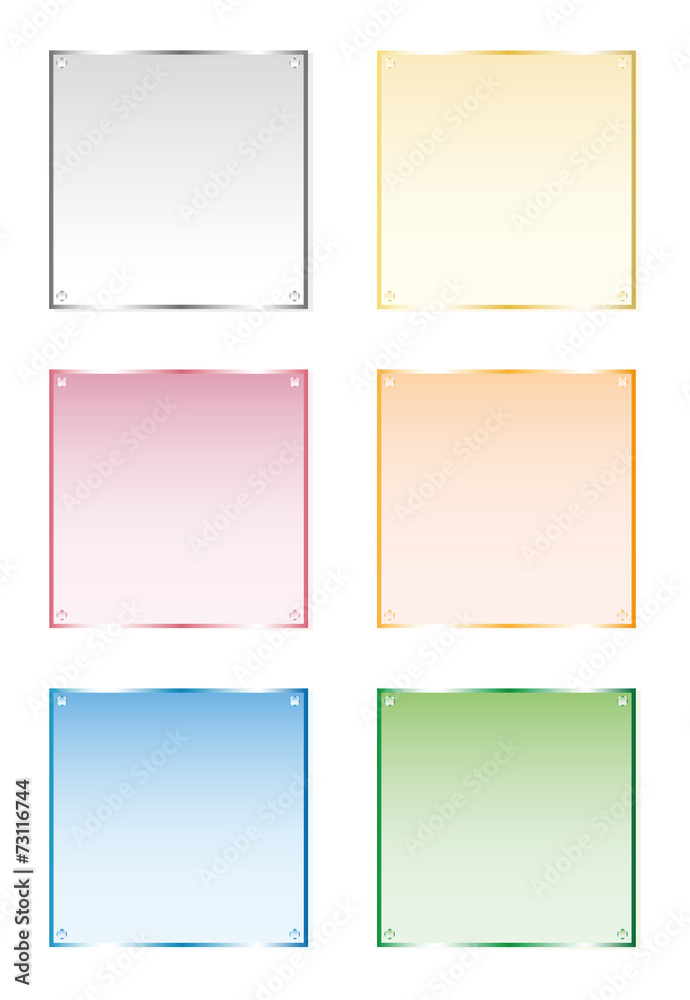 Frames silver, gold, glass, vector isolated objects Frames silver, gold, glass, vector isolated objects