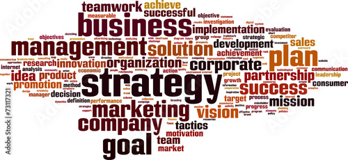 Strategy word cloud concept. Vector illustration