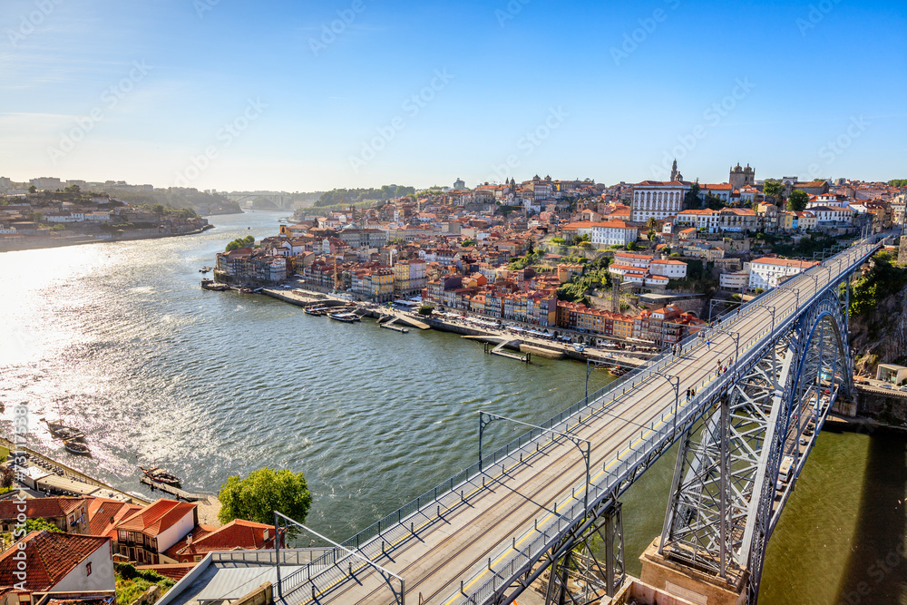 Famous Douro River with Dom Luis Bridge