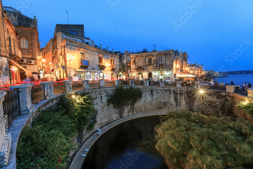 Ortigia in Syracuse night scene