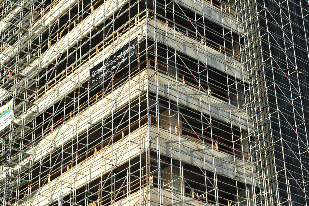 Detail of structure of metal scaffolding Detail of structure of metal scaffolding