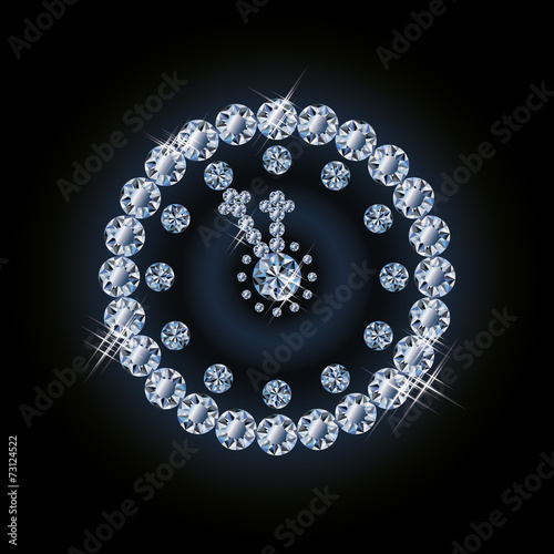 Diamond holiday xmas clock vector illustration