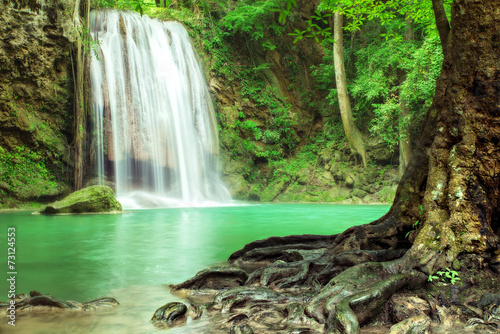 Fototapeta Naklejka Na Ścianę i Meble -  Erawan Waterfall in Kanchanaburi, Thailand