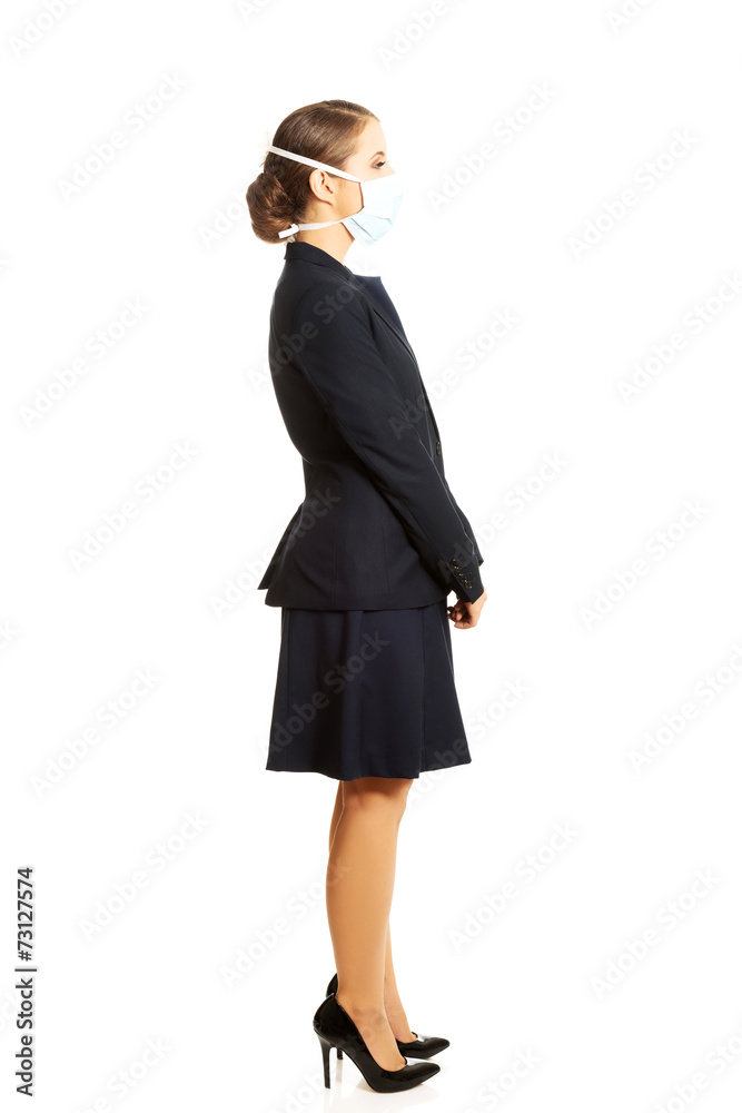 Businesswoman with protecting mask Businesswoman with protecting mask