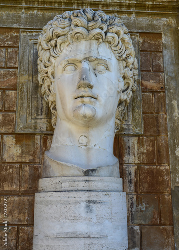 Ancient statue of Roman Emperor Gaius Julius Caesar Augustus at