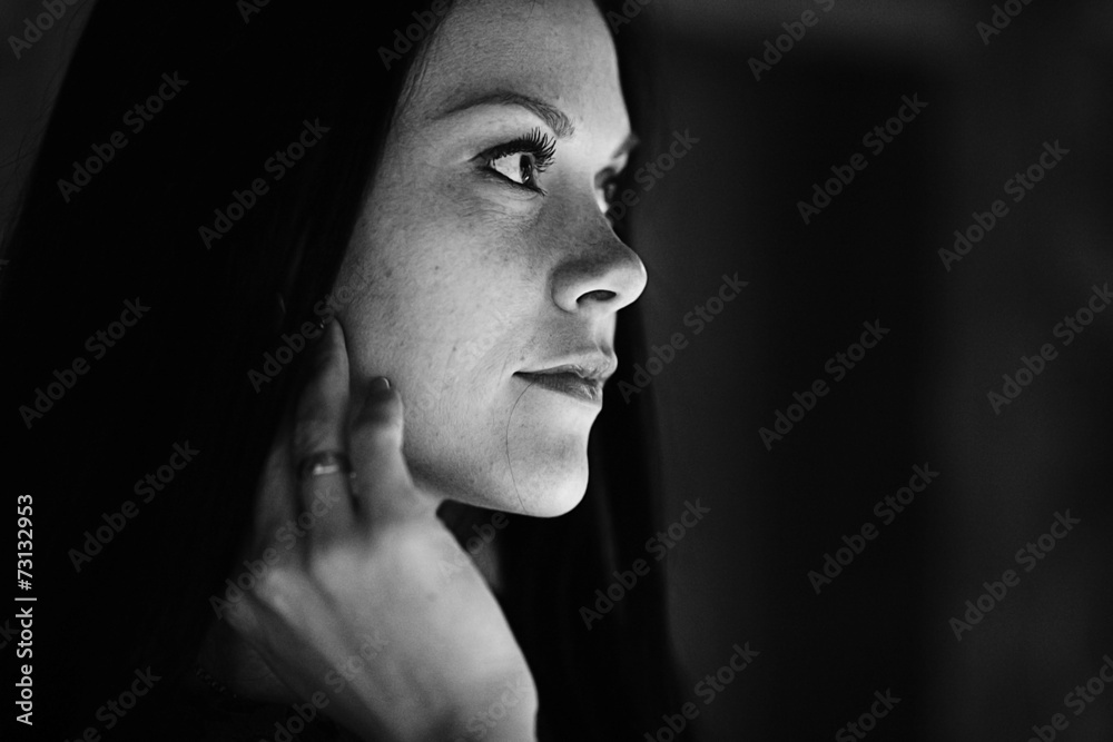 monochrome black and white portrait of a girl monochrome black and white portrait of a girl