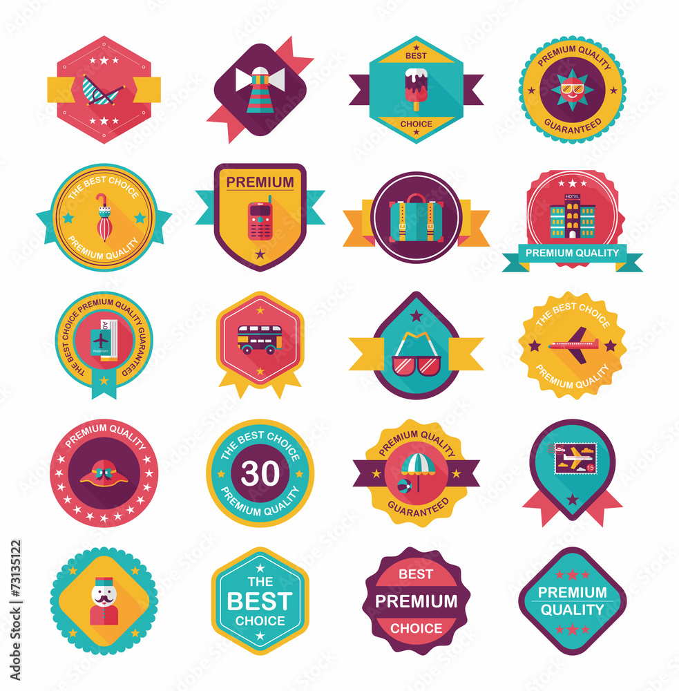 Travel badge banner design flat background set, eps10 Travel badge banner design flat background set, eps10