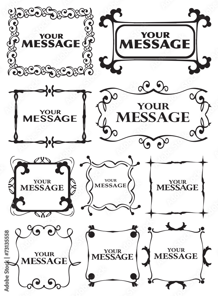 Decorative Vector Frames and Borders in Classical Vintage Style